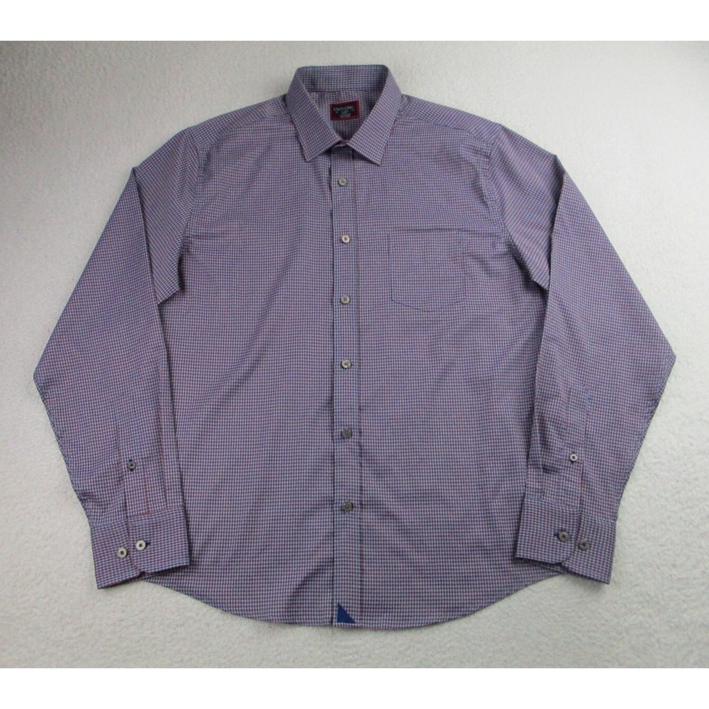 UNTUCKit Dress Shirt Mens L Slim Red Blue Check Button Up Business Casual USA